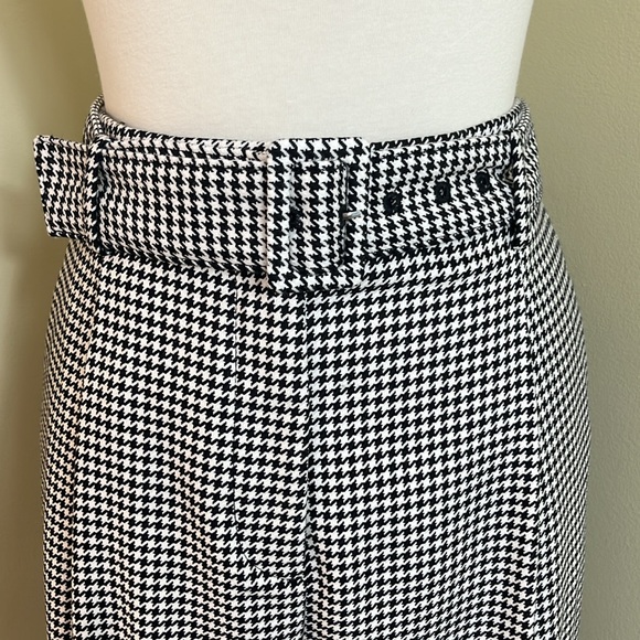 LOFT Belted  Black and White Houndstooth Trousers - Picture 3 of 8